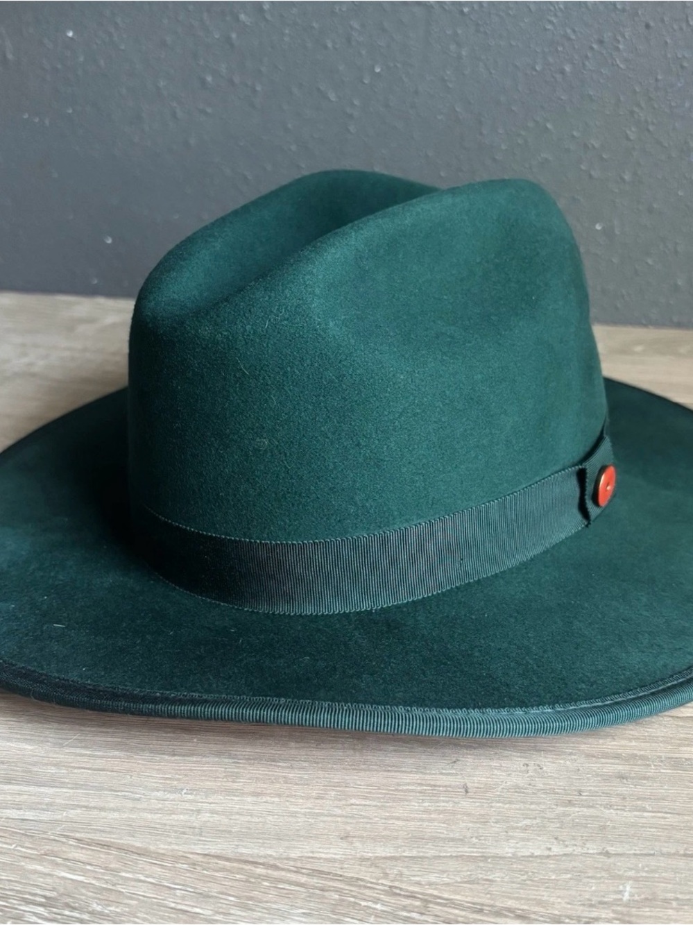 Keith James 100% Wool Green Fedora Hat Sz L